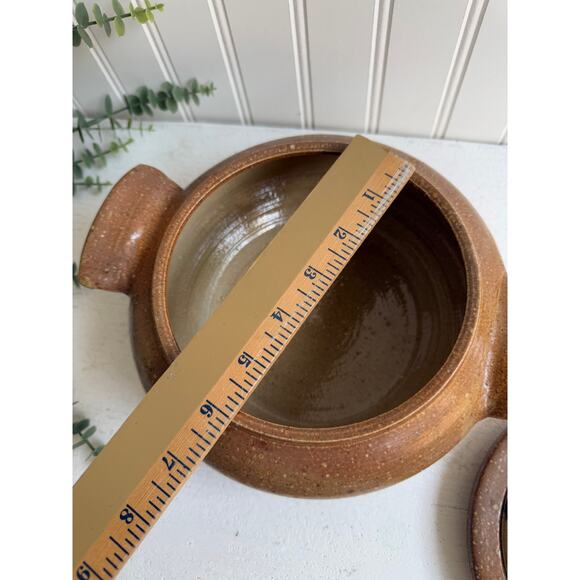 Salt Glazed Stoneware Covered Dish | Rustic Handmade Pottery Blue Floral Design - Picture 9 of 9